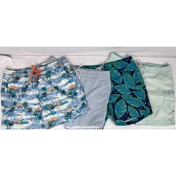 J. Crew Board Shorts Mens Bundle Lot Swimwear Seersucker Tropical Summer Surfer - Picture 2 of 8